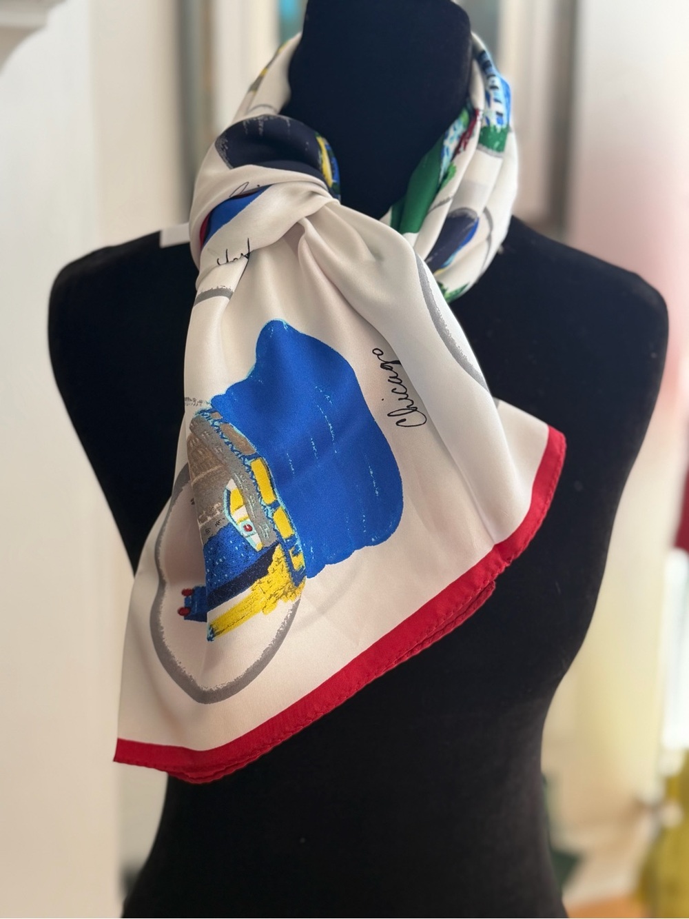 Christmas City Snow Globe Silk Print Scarf-New York, Seattle, Chicago